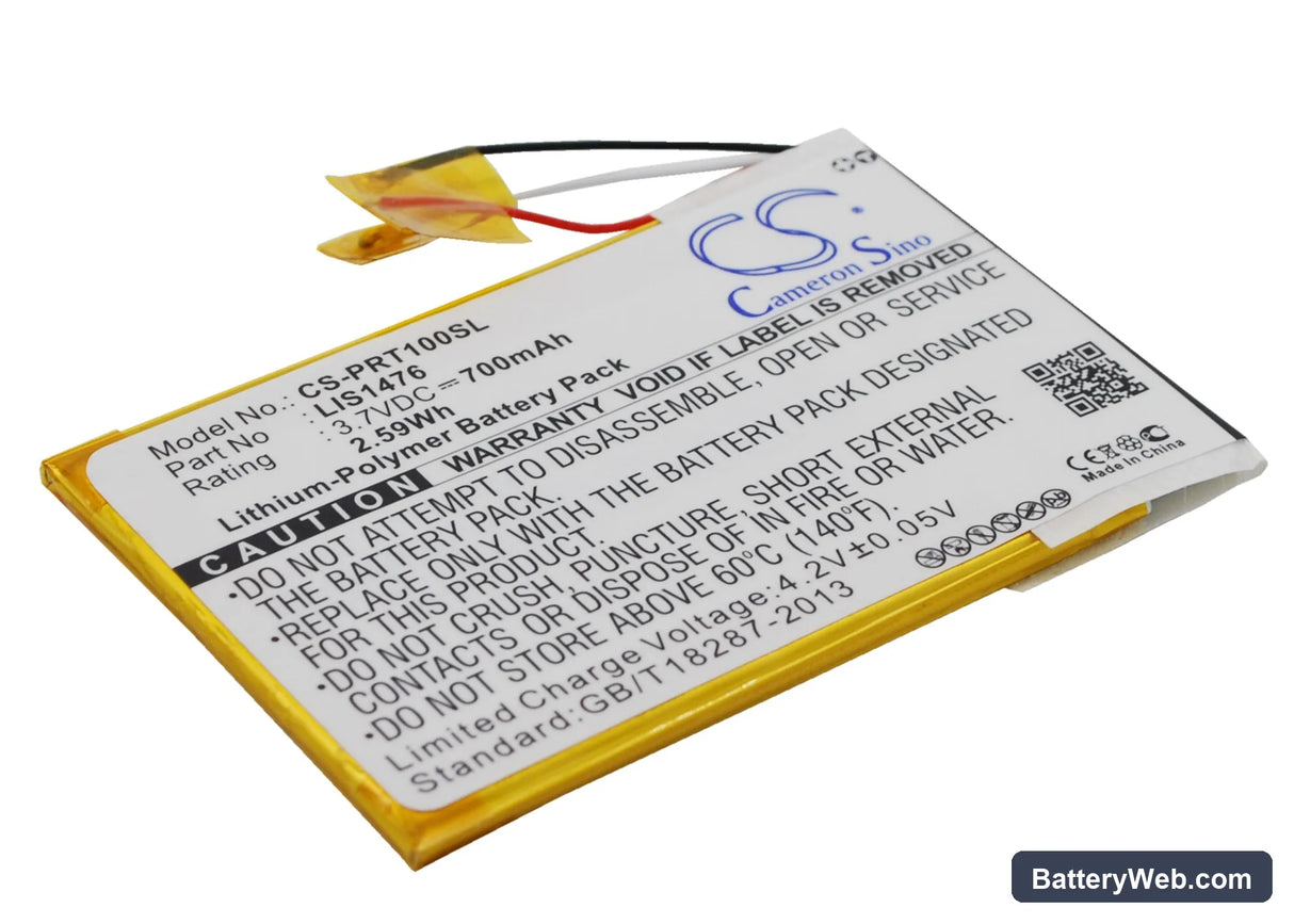 Sony PRS-T1 Replacement Battery, 3.7V, 700mAh, Li-Polymer 2