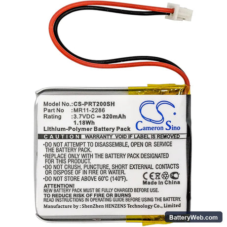 Casio PRT-2GP Replacement Battery, 3.7V, 320mAh, Li-Polymer 3