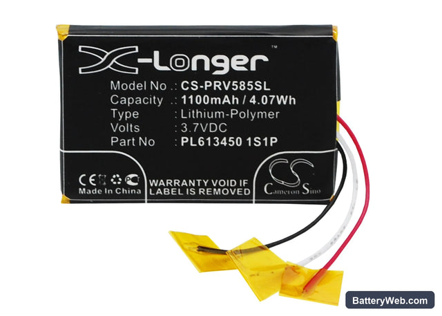 Prestigio GeoVision 5850HDDVR Replacement Battery, 3.7V, 1100mAh, Li-Polymer 1
