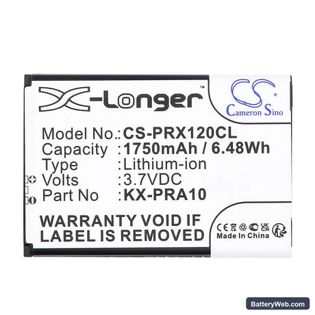 Panasonic KX-PRX110 Replacement Battery, 3.7V, 1750mAh, Li-ion 3