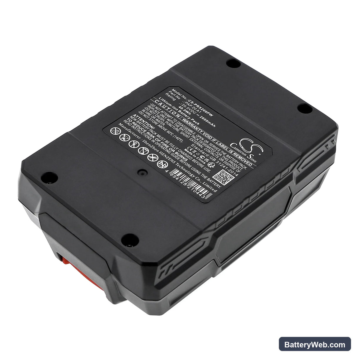 Parkside PSBSA 20-Li-C3 Replacement Battery, 20V, 2000mAh, Li-ion 3