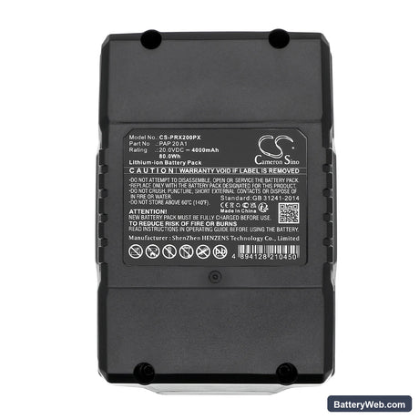 Parkside PSBSA 20-Li-C3 Replacement Battery, 20V, 4000mAh, Li-ion 5