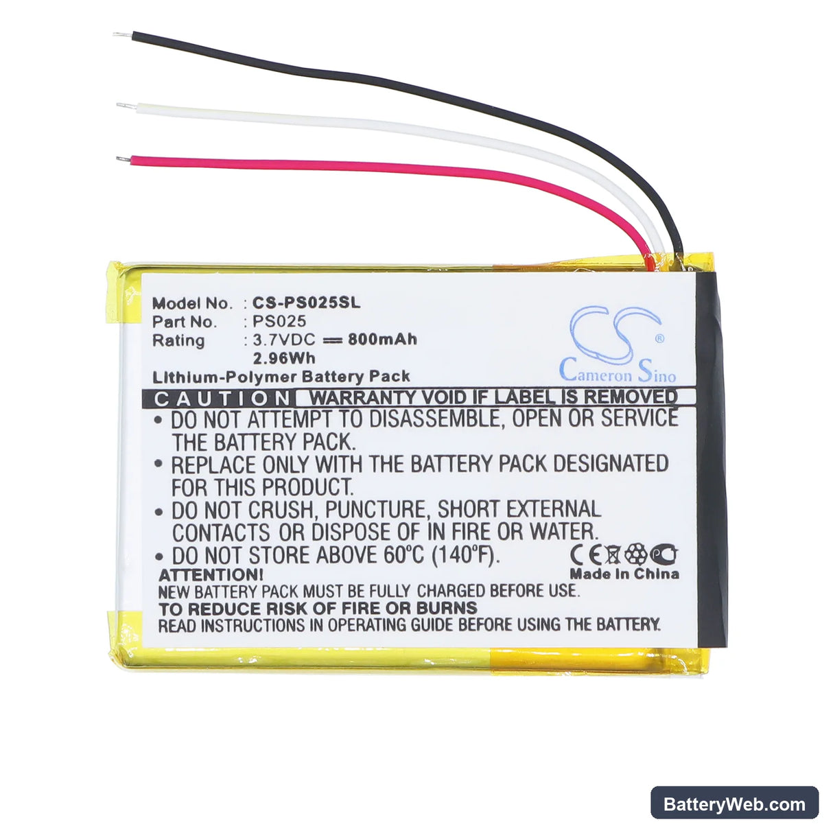 Philips GoGear SA6015 Replacement Battery, 3.7V, 800mAh, Li-Polymer 3