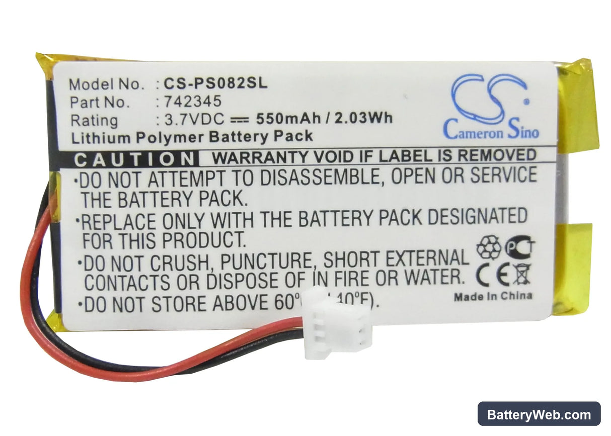 Philips GoGear HDD082/17 2GB Replacement Battery, 3.7V, 550mAh, Li-Polymer 5
