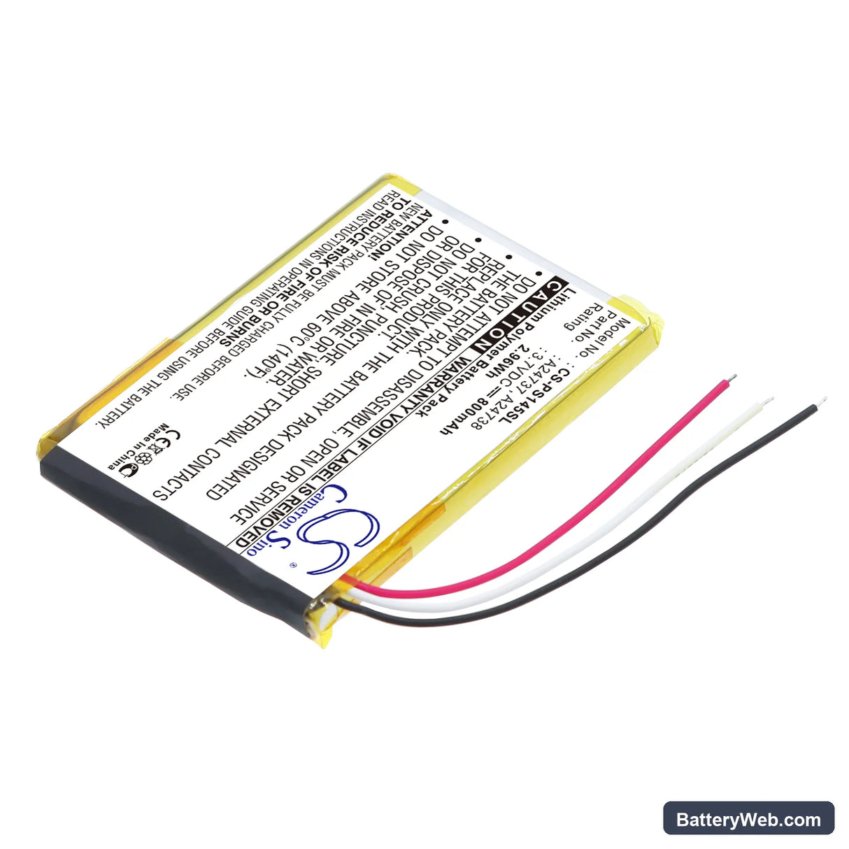 Philips GoGear SA6037 Replacement Battery, 3.7V, 800mAh, Li-Polymer 2