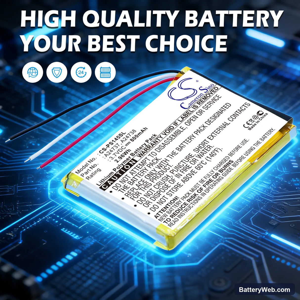 Philips GoGear SA6037 Replacement Battery, 3.7V, 800mAh, Li-Polymer 6