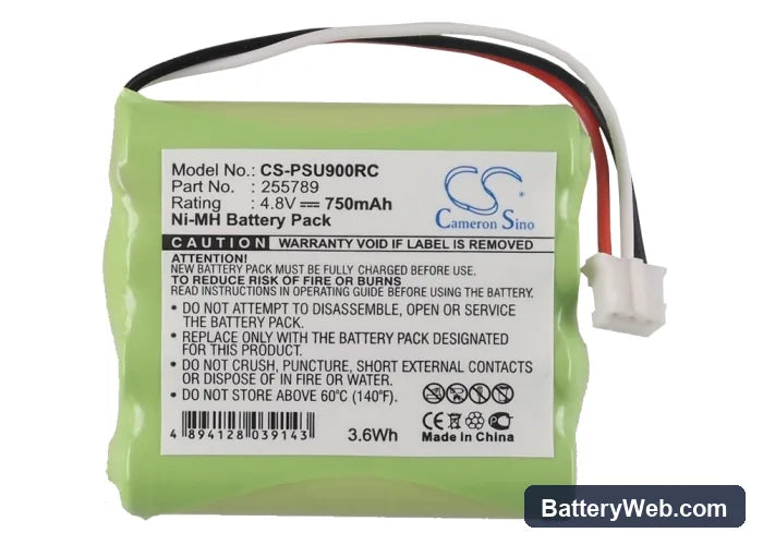Philips Pronto Pro 900 Replacement Battery, 4.8V, 750mAh, Ni-MH 6
