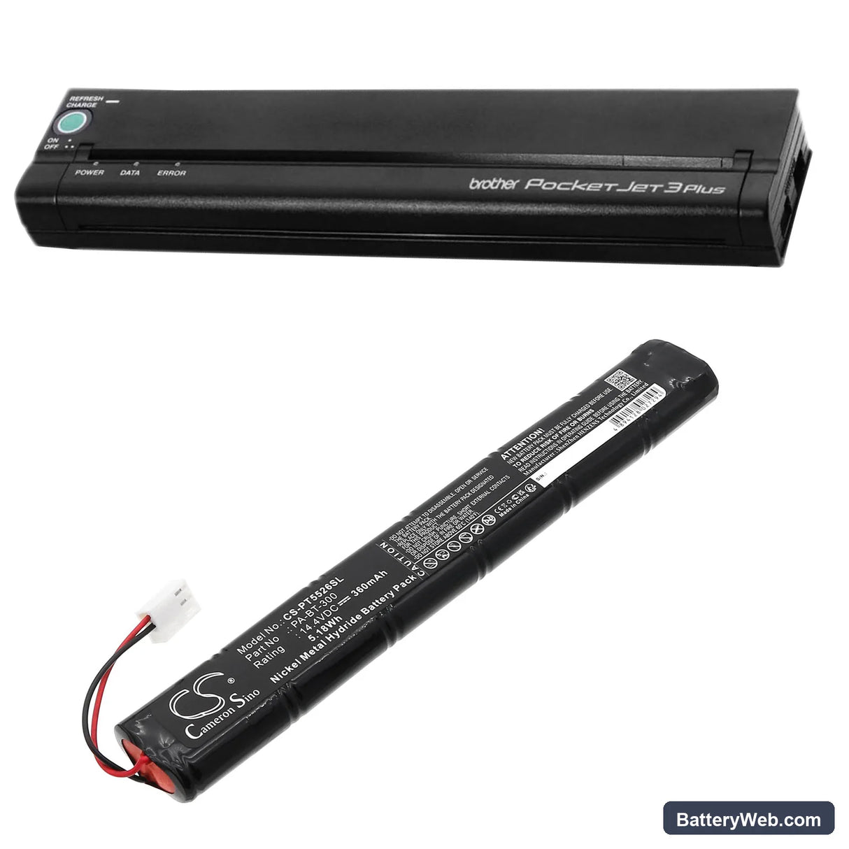 Pentax PocketJet II Printer Replacement Battery, 14.4V, 360mAh, Ni-MH 6