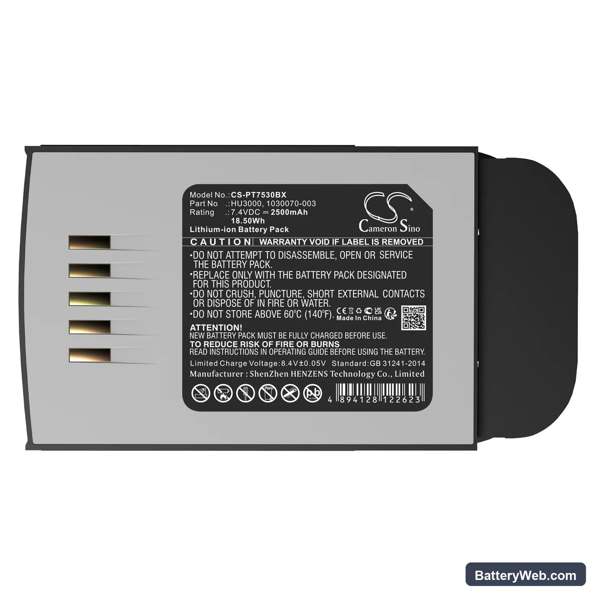 Teklogix 7535 Replacement Battery, 7.4V, 2500mAh, Li-ion 5