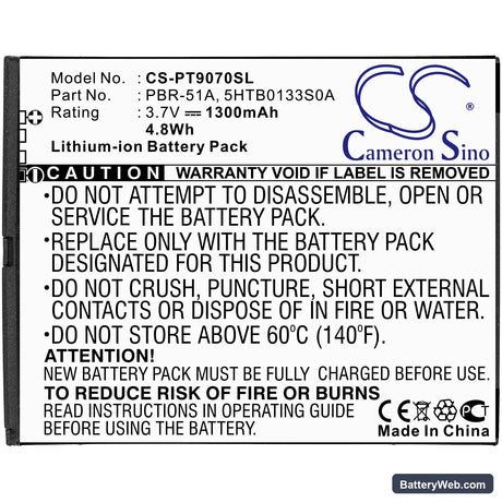 Pantech Burst Replacement Battery, 3.7V, 1300mAh, Li-ion 3