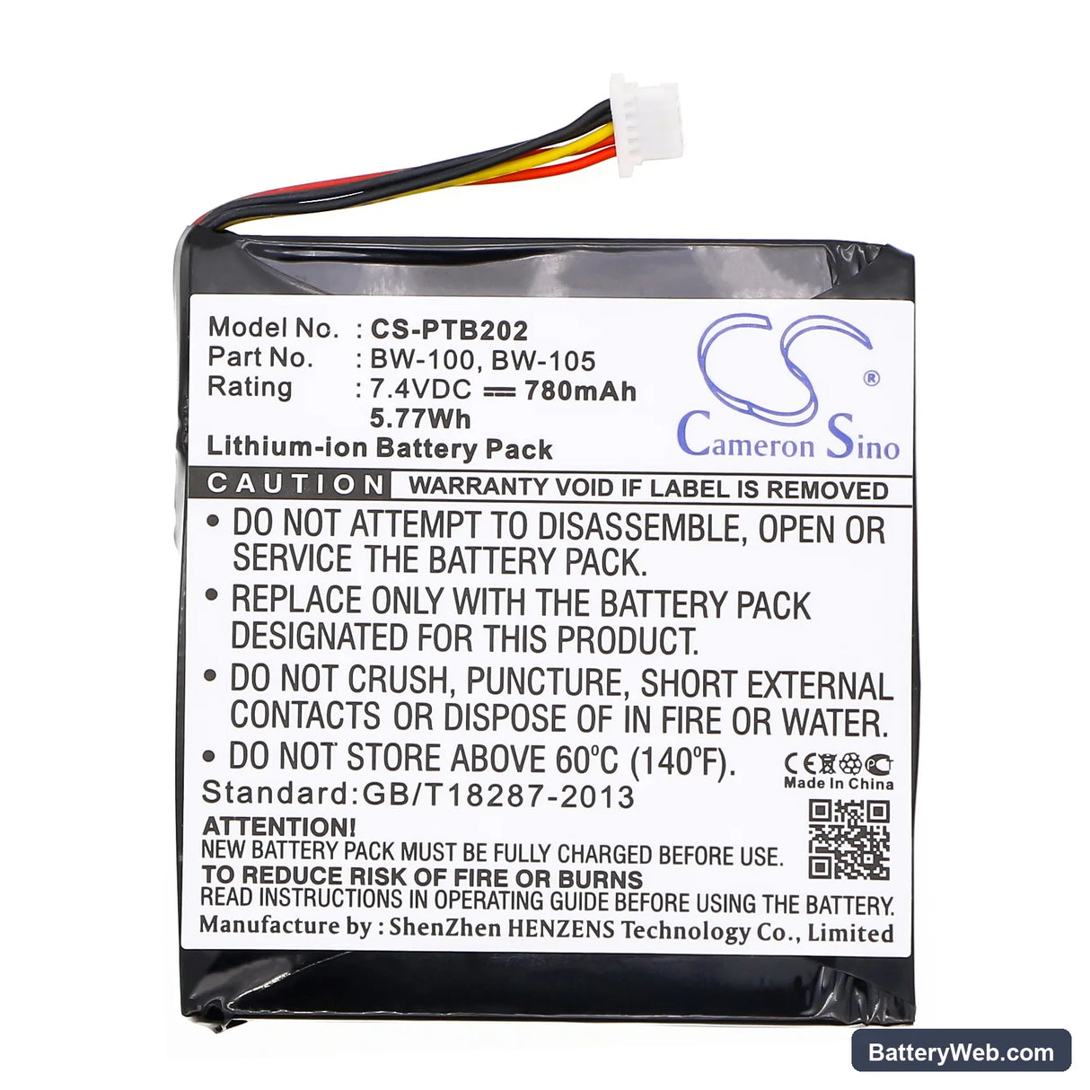 Brother MW-100 Replacement Battery, 7.4V, 780mAh, Li-ion 3
