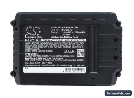 Stanley FMC625D2 Replacement Battery, 18V, 2000mAh, Li-ion 5