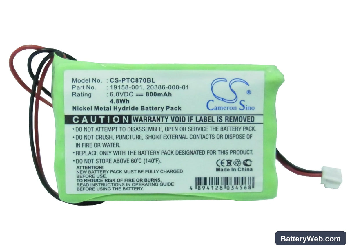Symbol PTC-870IM Replacement Battery, 6V, 800mAh, Ni-MH 5
