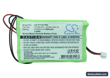 Symbol PTC-870IM Replacement Battery, 6V, 800mAh, Ni-MH 5