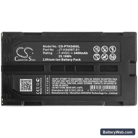 Panasonic JT-H340PR Replacement Battery, 7.4V, 3400mAh, Li-ion 3