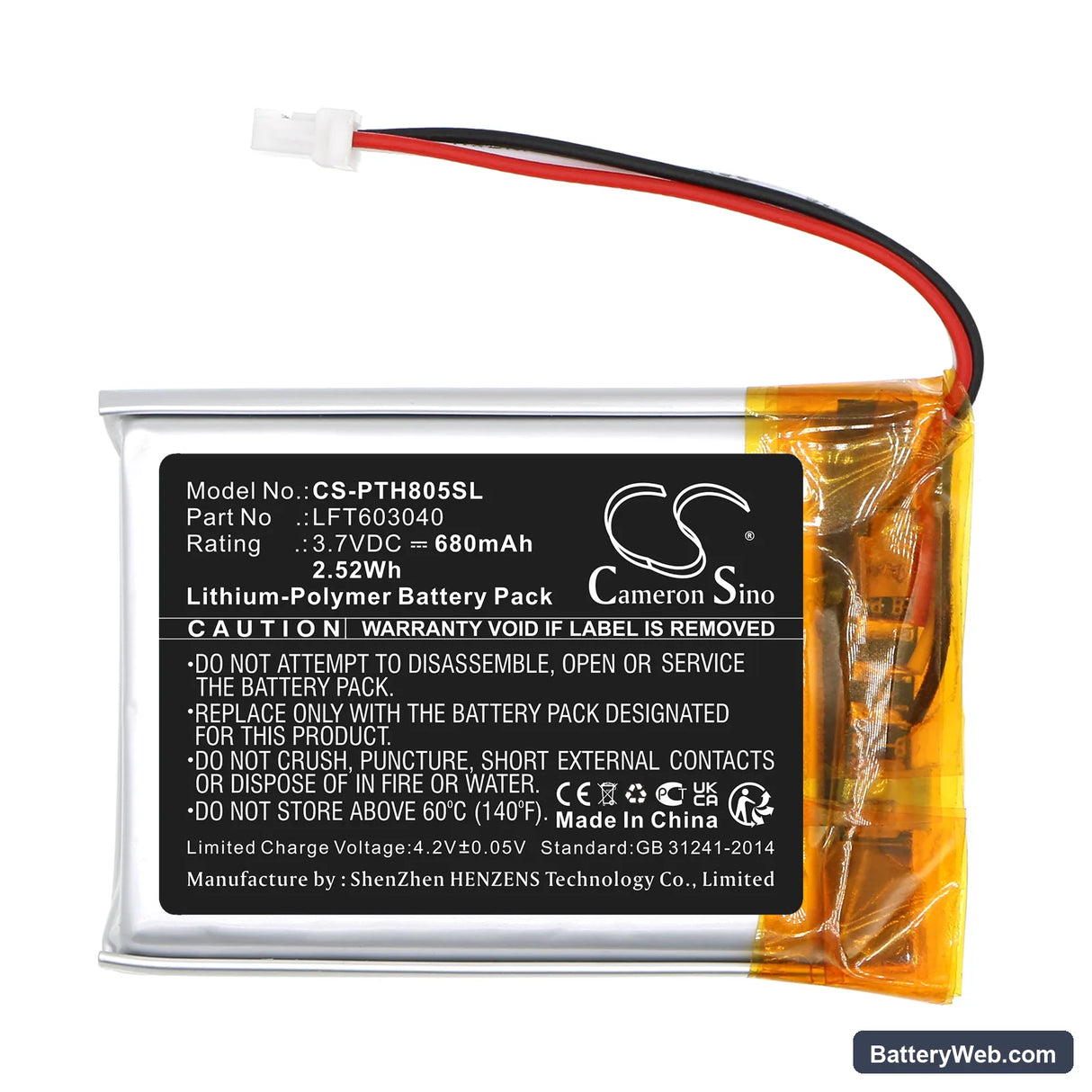 Philips TAPH805 Replacement Battery, 3.7V, 680mAh, Li-Polymer 3