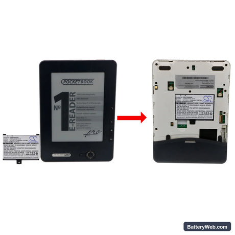 Pocketbook Pro 602 Replacement Battery, 3.7V, 1100mAh, Li-ion 4