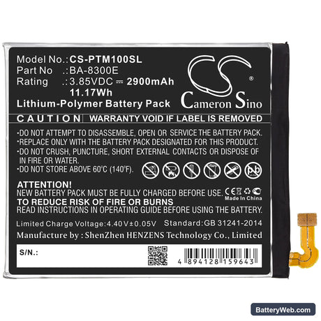 Pantech IM-100 Replacement Battery, 3.85V, 2900mAh, Li-Polymer 3