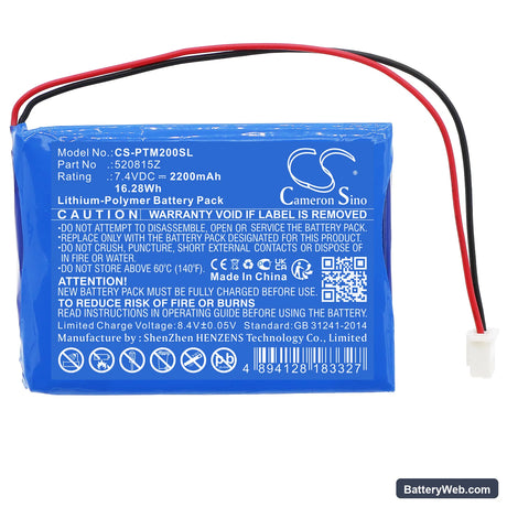 Pentair Mobiltouch 2 Replacement Battery, 7.4V, 2200mAh, Li-Polymer 3