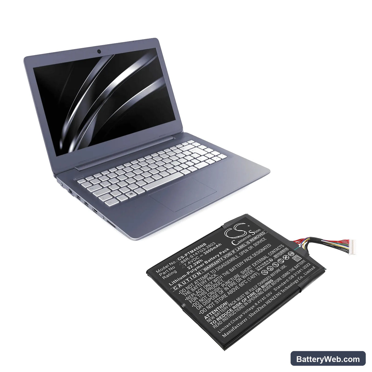 Positivo Master N40i Replacement Battery, 7.4V, 3000mAh, Li-Polymer 6