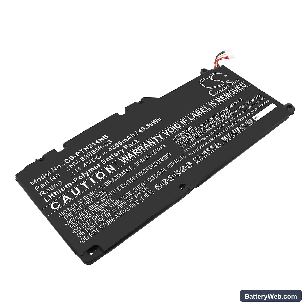Positivo Master N2140 Replacement Battery, 11.4V, 4350mAh, Li-Polymer 1