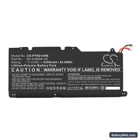 Positivo Master N2140 Replacement Battery, 11.4V, 4350mAh, Li-Polymer 3