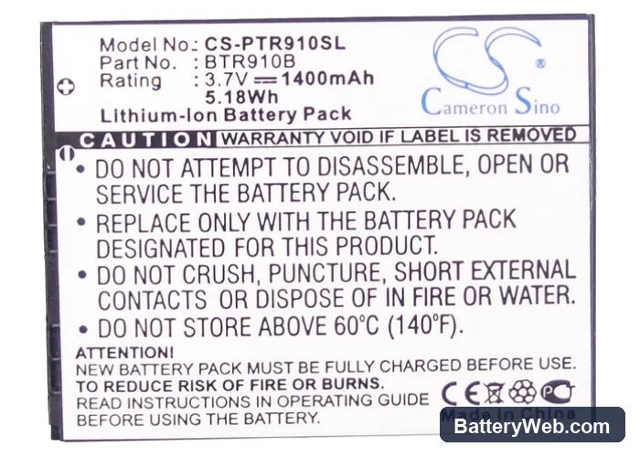 Pantech Marauder Replacement Battery, 3.7V, 1400mAh, Li-ion 5