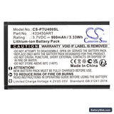 Panasonic KX-TU400 Replacement Battery, 3.7V, 900mAh, Li-ion 3