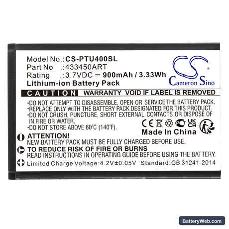 Panasonic KX-TU400 Replacement Battery, 3.7V, 900mAh, Li-ion 3