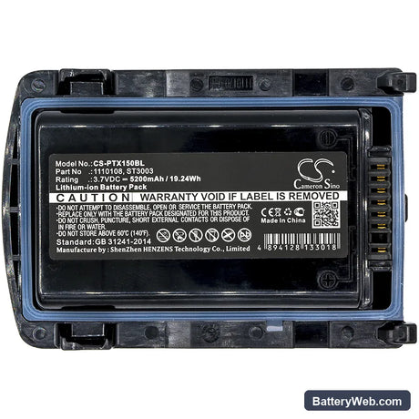 Zebra Omnii XT15 Replacement Battery, 3.7V, 5200mAh, Li-ion 3