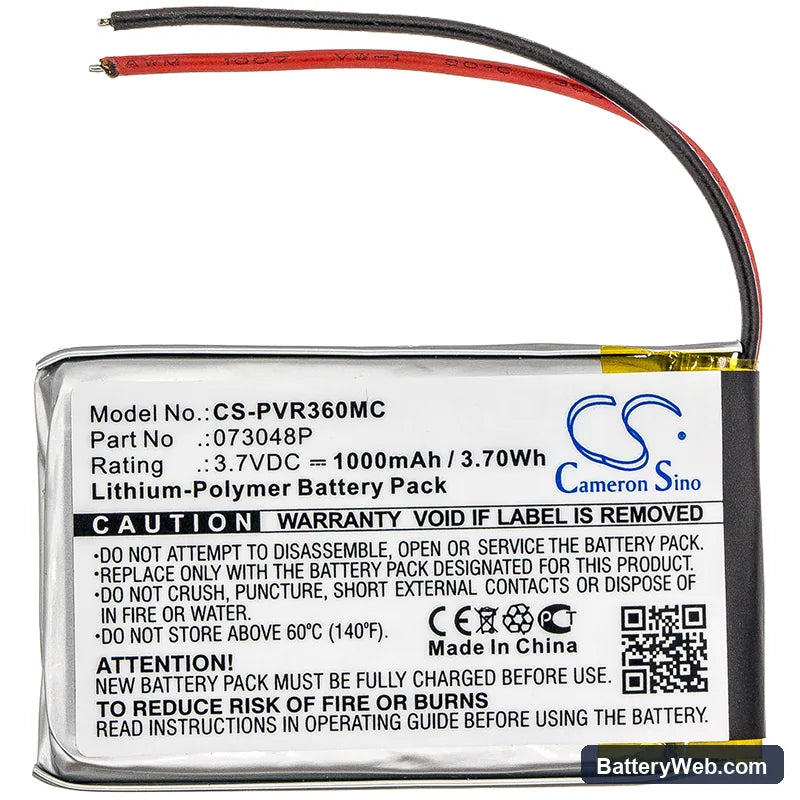 Polaroid R360 Replacement Battery, 3.7V, 1000mAh, Li-Polymer 3