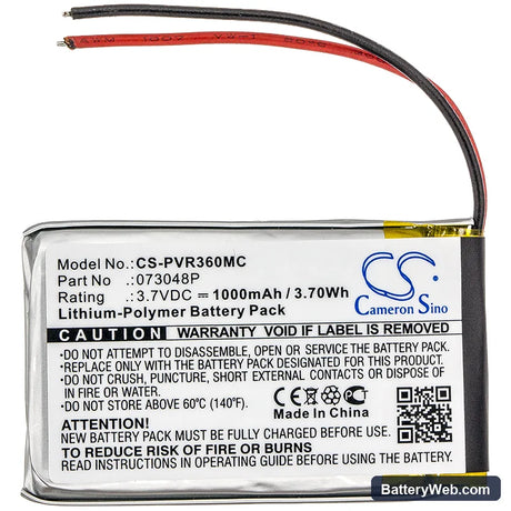 Polaroid R360 Replacement Battery, 3.7V, 1000mAh, Li-Polymer 3