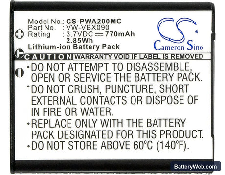 Panasonic WA20 Replacement Battery, 3.7V, 770mAh, Li-ion 5
