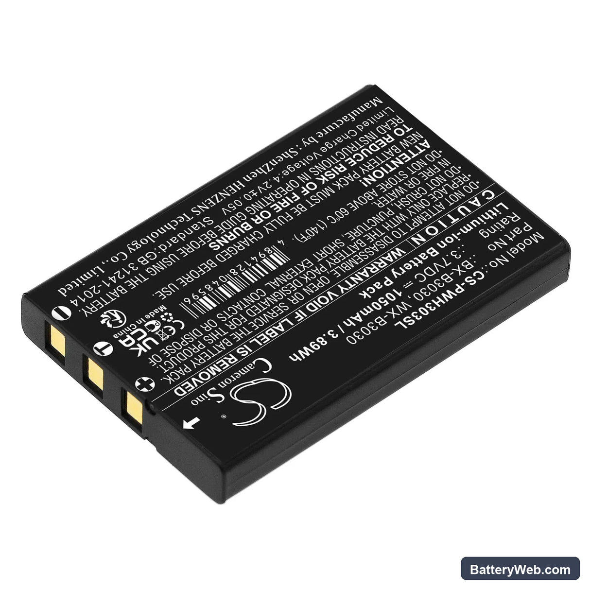 Listen Technologies M1 Replacement Battery, 3.7V, 1050mAh, Li-ion 2