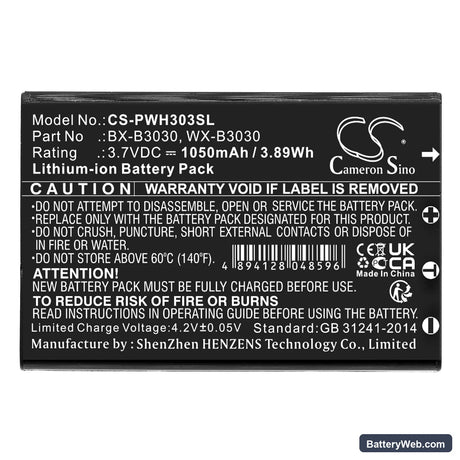 Listen Technologies M1 Replacement Battery, 3.7V, 1050mAh, Li-ion 3