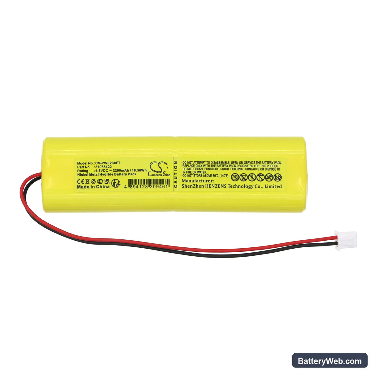 Perel EWL23 Replacement Battery, 4.8V, 2200mAh, Ni-MH 3