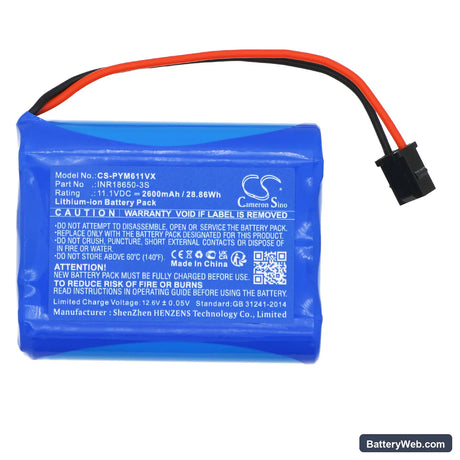 Puppyoo V-M611 Replacement Battery, 11.1V, 2600mAh, Li-ion 3