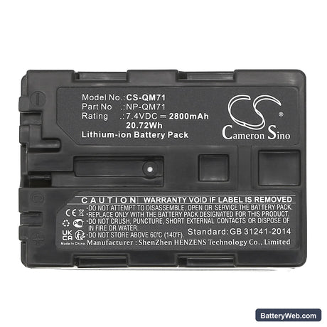 Sony CCD-TRV108 Replacement Battery, 7.4V, 2800mAh, Li-ion 5