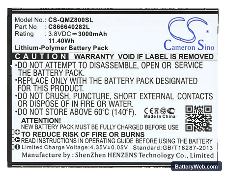 BLU Life OneXL Replacement Battery, 3.8V, 3000mAh, Li-Polymer 5