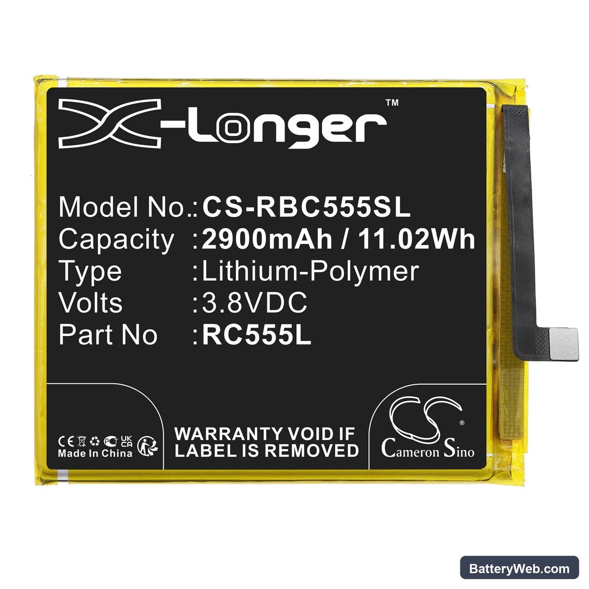 Orbic Wonder Replacement Battery, 3.8V, 2900mAh, Li-Polymer 3