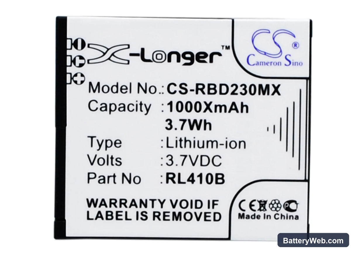 Rollei Actioncam 230 Replacement Battery, 3.7V, 1000mAh, Li-ion 1