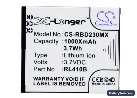 Rollei Actioncam 230 Replacement Battery, 3.7V, 1000mAh, Li-ion 1