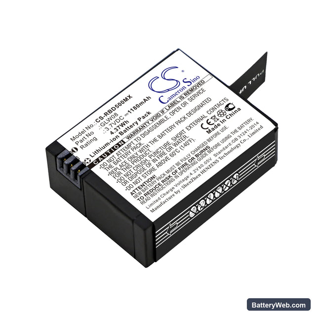 Rollei Actioncam 500 Replacement Battery, 3.7V, 1180mAh, Li-ion 1