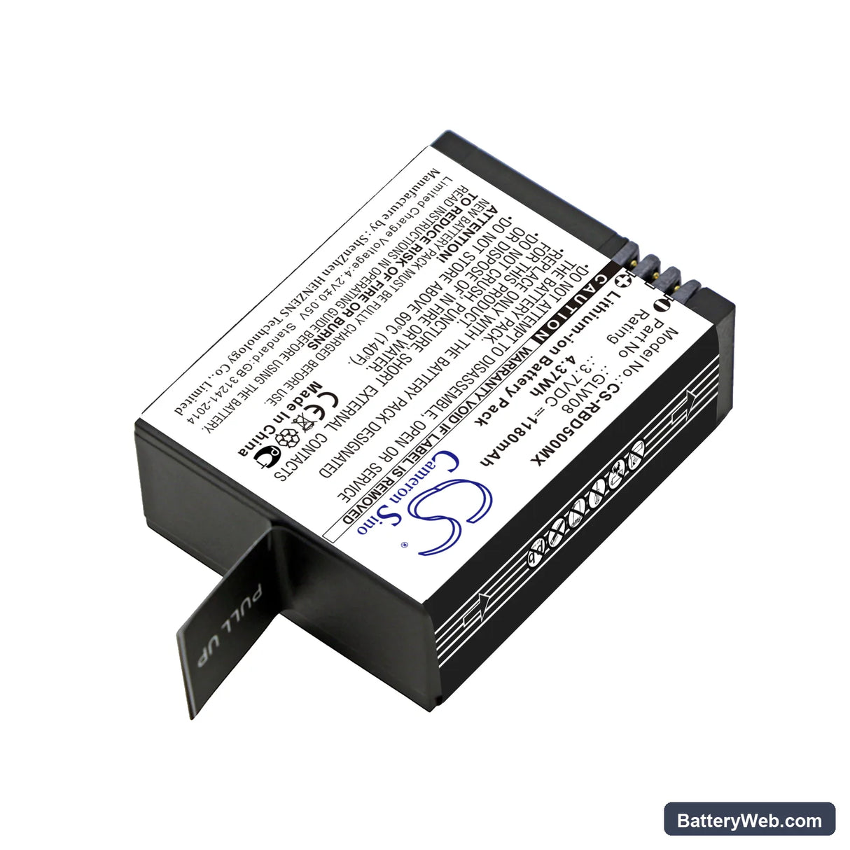 Rollei Actioncam 500 Replacement Battery, 3.7V, 1180mAh, Li-ion 2