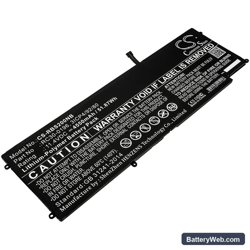 Razer Blade Stealth 2016 V2 Replacement Battery, 11.4V, 4550mAh, Li-Polymer 1