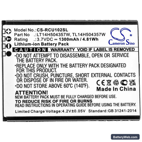 Cingular Flip IV Replacement Battery, 3.7V, 1300mAh, Li-ion 3