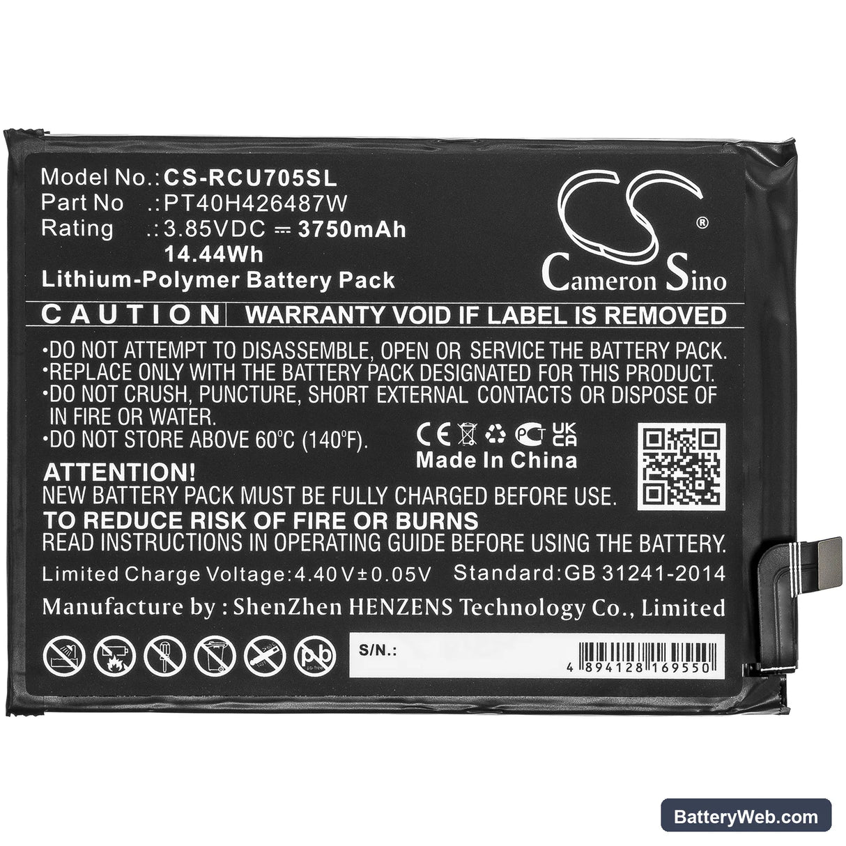 Cricket Ovation Replacement Battery, 3.85V, 3750mAh, Li-Polymer 3