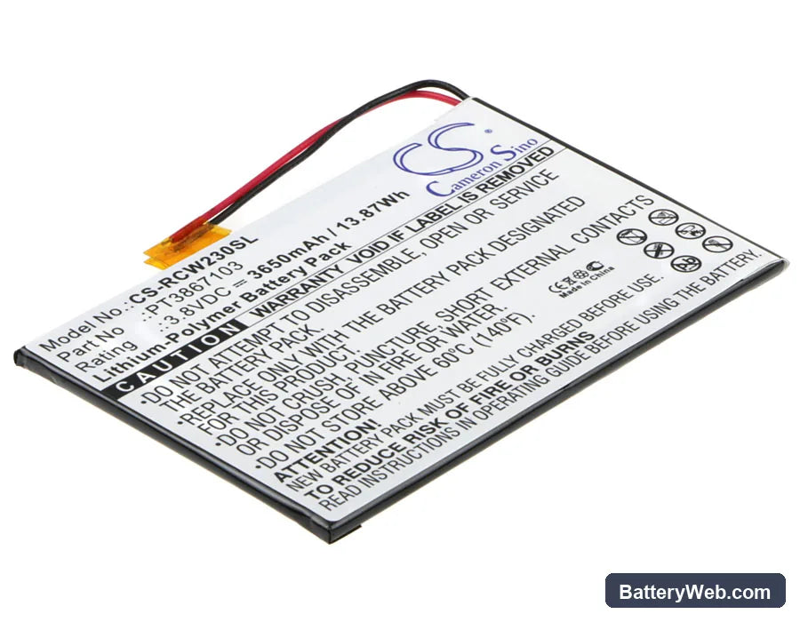 RCA RCT6272W23 Replacement Battery, 3.8V, 3650mAh, Li-Polymer 1