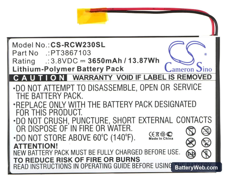 RCA RCT6272W23 Replacement Battery, 3.8V, 3650mAh, Li-Polymer 5