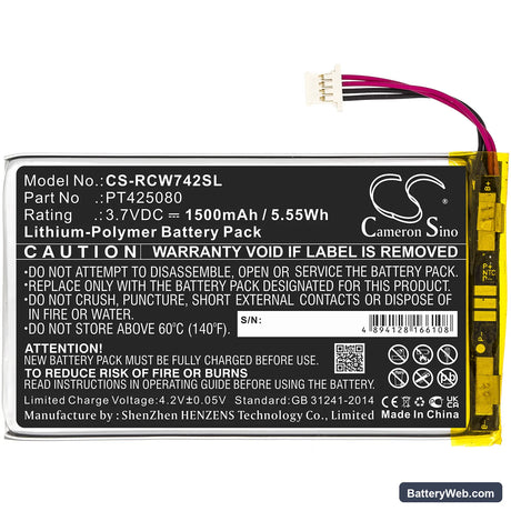 RCA Voyager II 7" Replacement Battery, 3.7V, 1500mAh, Li-Polymer 3